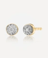 Monica Vinader Diamond And 18k Yellow Gold Vermeil Fiji Tiny Button Stud Earrings In Gold Vermeil