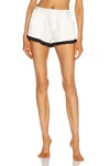 Fleur Du Mal Women's Washable Silk-blend Ruffle Pajama Shorts In Ivory & Black