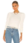 Nation Ltd Loren Slub-knit Peasant-sleeve Tee In Off White