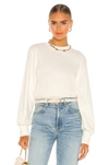 Nation Ltd Loren Slub-knit Peasant-sleeve Tee In Off White