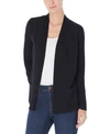Jones New York Women's Open Front Cardigan With Ribbed Placket And Patch Pockets In Jones Black