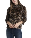 Vince Camuto Zebra Print Eyelash Knit Sweater In Falcon