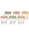 LORREN HOME TRENDS MELANIA COLLECTION MULTICOLOR DOUBLE OLD FASHION GLASSES, SET OF 6
