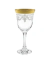 Lorren Home Trends Red Wine Stencil Pattern And Gold Band - Set Of 6 In Multicolor