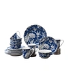 222 Fifth Adelaide Toile 16 Piece Dinnerware Set, Service For 4 In Dark Blue