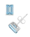 Macy's Rose Quartz (3-1/8 Ct. T.w.) Stud Earrings In Sterling Silver. In Blue Topaz