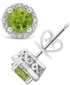Macy's Gemstone (6mm) And Diamond Accent Stud Earrings In Sterling Silver In Peridot