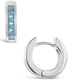 Macy's Swiss Blue Topaz (9/10 Ct. T.w.) Huggie Hoop Earrings In Sterling Silver (also Available In Citrine In Blue Topaz