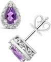 Macy's Gemstone And Diamond Accent Stud Earrings In Sterling Silver In Amethyst