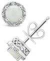 Macy's Opal (5/8 Ct. T.w.) And Diamond Accent Stud Earrings In Sterling Silver In Opal