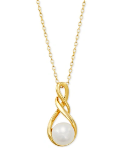 Giani Bernini Cultured Freshwater Pearl (8-1/2mm) 18" Pendant Necklace, Created For Macy's In Gold Over Silver