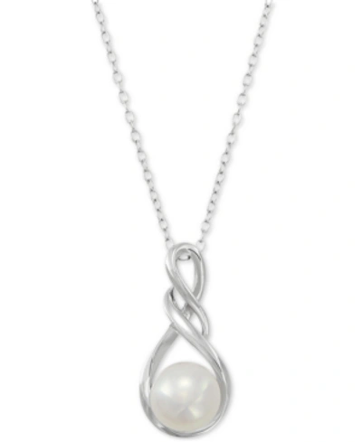 Giani Bernini Cultured Freshwater Pearl (8-1/2mm) 18" Pendant Necklace, Created For Macy's In Silver