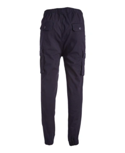 Galaxy By Harvic Men's Cotton Stretch Twill Cargo Joggers In Navy