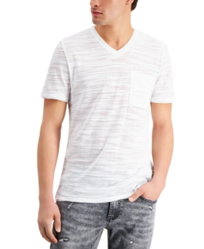 Inc International Concepts Men's Broken-stripe V-neck T-shirt, Created For Macy's In White Pure
