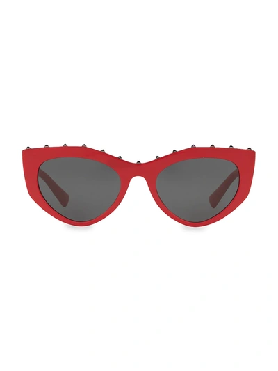 Valentino Individual 53mm Studded Cateye Sunglasses In Red
