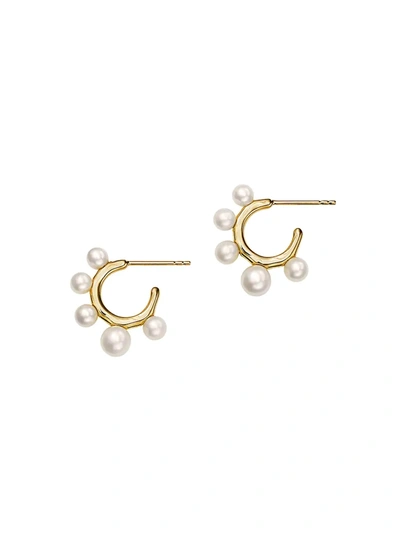 Ippolita 18k Yellow Gold Nova Cultured Freshwater Pearl Teeny Hoop Earrings In White/gold