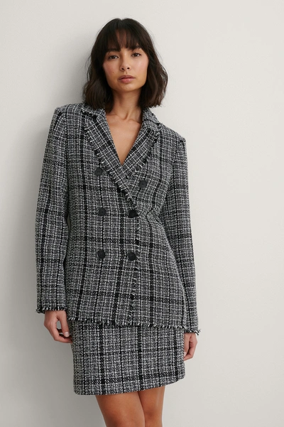 Na-kd Classic Tweed Blazer - Black In Checkered
