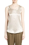 Lafayette 148 Perla Reversible Silk Blouse In Khaki