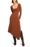 A.L.C HARVEY LONG SLEEVE ASYMMETRICAL HEM DRESS,7SWDR00290