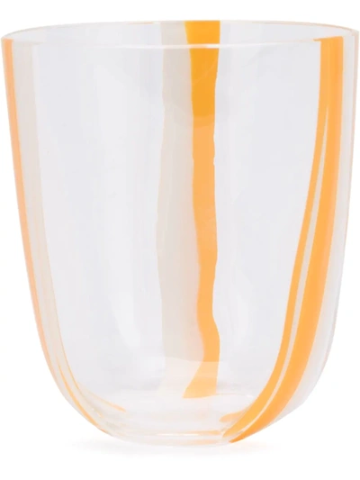Carlo Moretti Striped Drinking Glass In Orange