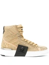 Philipp Plein Studded High-top Trainers In Gold