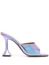 Amina Muaddi Purple Iridescent Caroline Slipper Heels In Blue