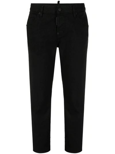 Dsquared2 Cool Girl Low Rise Straight Denim Jeans In Black