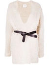 ALYSI BELTED MOHAIR CARDIGAN
