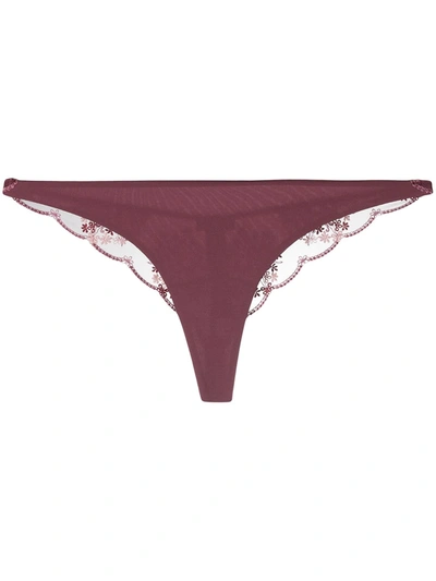 La Perla Flower Explosion Satin And Embroidered Stretch-tulle Briefs In Red