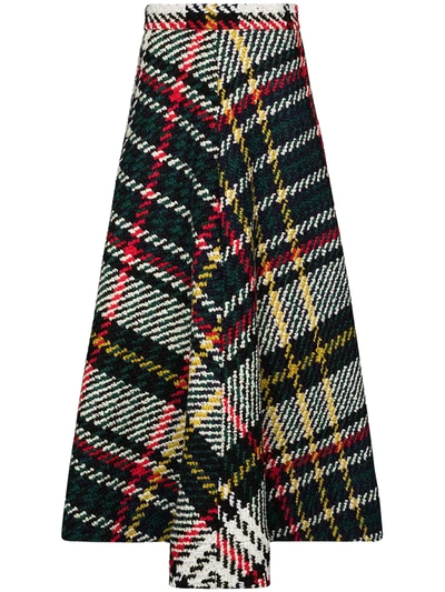 Rosie Assoulin Checked Wool And Cotton-blend Midi Skirt In Multicolor