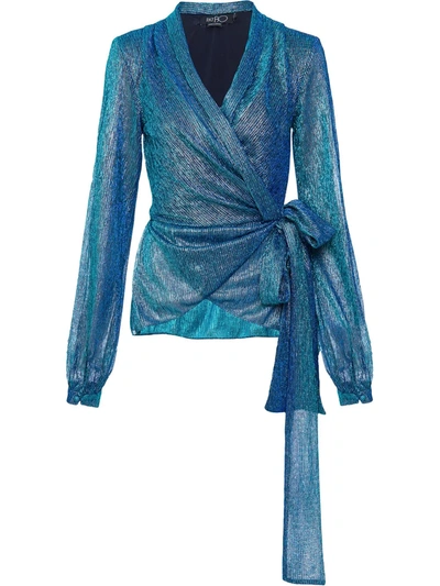 Patbo Metallic Wrap Top In Blue