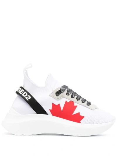 Dsquared2 40mm Speedster Knit Pull On Trainers In White