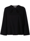 Stella Mccartney Cut-out Long-sleeve Blouse In Black