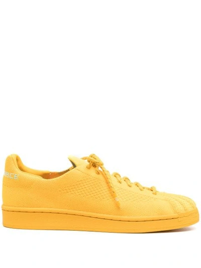 Adidas Originals By Pharrell Williams X Pharrell Williams Superstar Primeknit Lace-up Trainers In Yellow