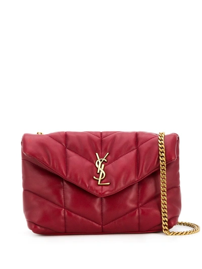 Saint Laurent Medium Loulou Puffer Quilted Leather Crossbody Bag In Rouge Opium