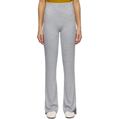 Rag & Bone Ribbed Mélange Stretch-knit Flared Trousers In Light Grey