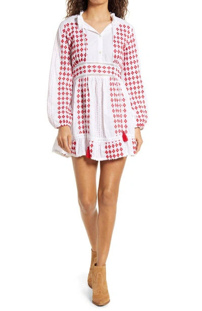 Area Stars Tia Embroidered Long Sleeve Minidress In White