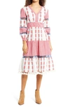 AREA STARS SORRENTO GINGHAM EMBROIDERED DRESS,AC1597R