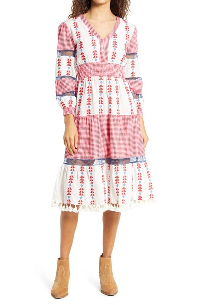 Area Stars Sorrento Gingham Embroidered Dress In White