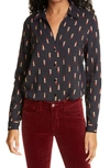 L AGENCE HOLLY LIPSTICK PRINT BLOUSE,40223LDJ