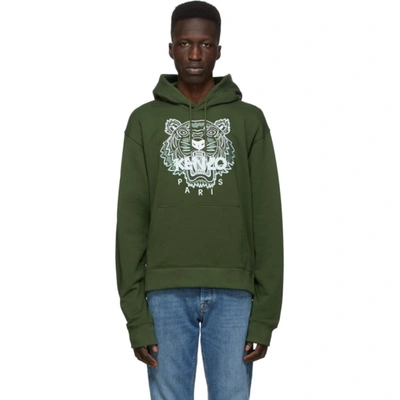 Kenzo Tiger Motif Embroidered Hoodie In Green