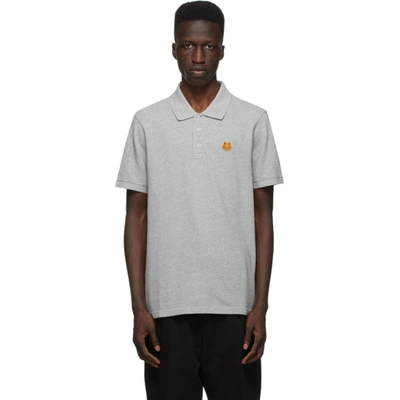 Kenzo Tiger Crest Polo Shirt In Grey