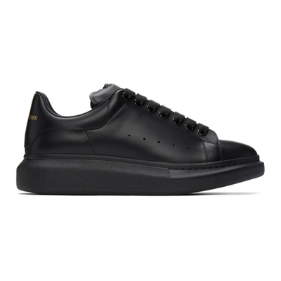 Alexander Mcqueen Oversized Leather And Velour Sneakers In Black