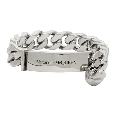 Alexander Mcqueen Skull-charm Chain-link Bracelet In Silver