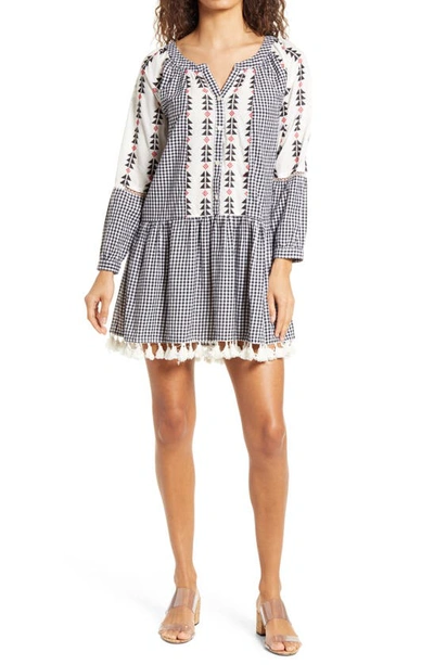 Area Stars Sorrento Gingham Long Sleeve Dress In Black