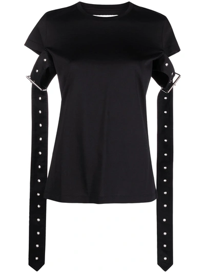 Marques' Almeida Belted-sleeves Cotton-blend Jersey T-shirt In Black