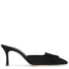 MANOLO BLAHNIK MAYSALE 70 BLACK SUEDE MULES