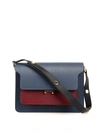 Marni Blue And Burgundy Saffiano Shoulder Bag In Blue