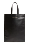 Comme Des Garçons Line B Logo Leather Tote In Black