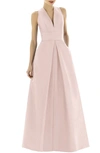 Alfred Sung V-neck Sleeveless A-line Gown W/ Inverted Pleat In Pearl Pink